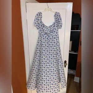 Floral Blue and White Dress